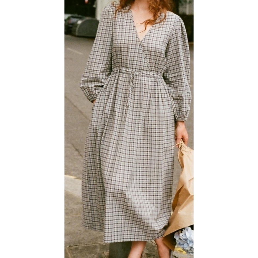 Christy Dawn The Saunders Dress in Slate Gingham, XS, NWT